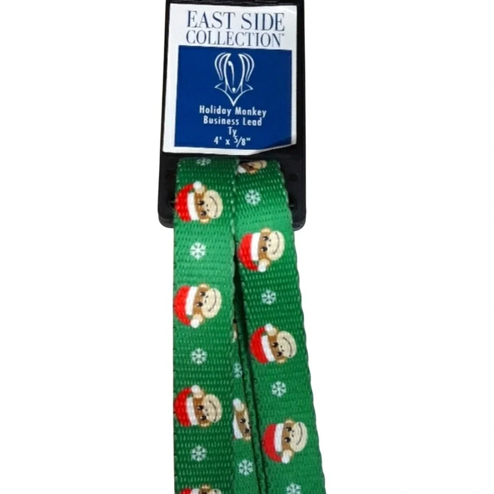 East Side Collection Christmas Monkey Business Dog‎ Leash Green 4ft NWT